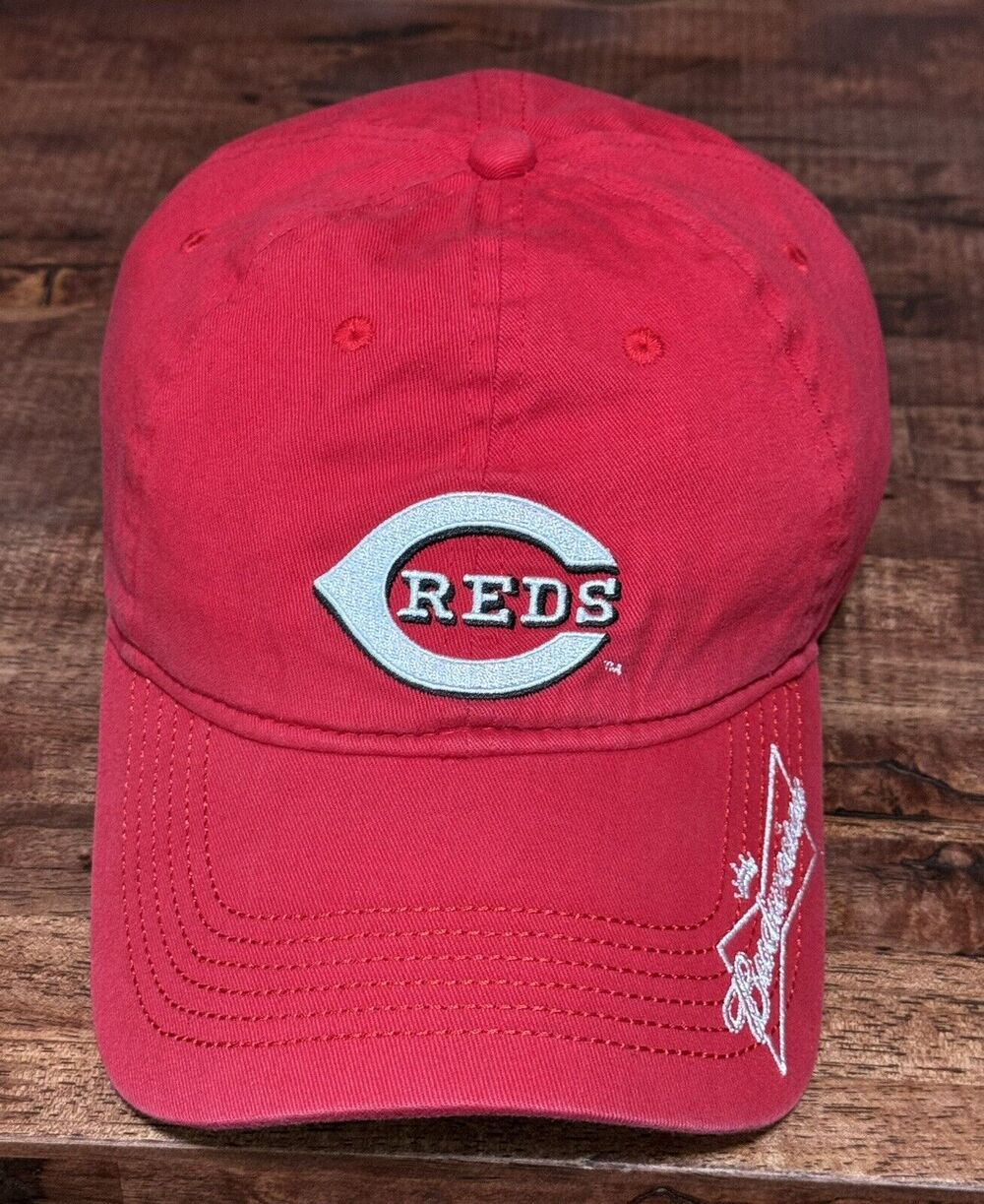 Vtg Cincinnati Reds Baseball Cap Hat Budweiser Embroidered Adjustable